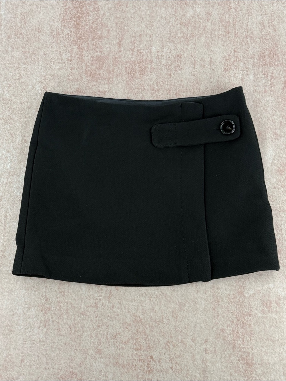 Mango MNG Italian Fabric Black Wrap Mini Skirt Size 2